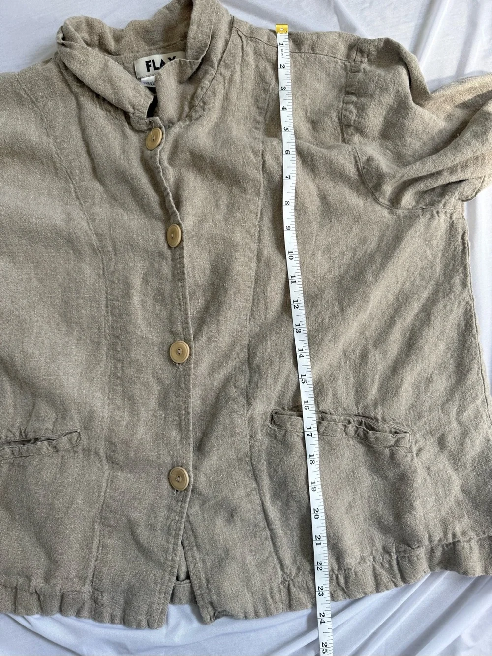 Flax 100% Linen Vintage 90s Natural Beige Button lightweight Jacket - Lagenlook